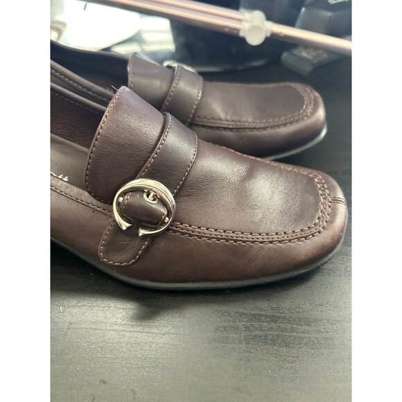 Laura Scott Brown Leather Women's Shoes Silver Buckle Block Heel COMFY Size 6 - Picture 4 of 9